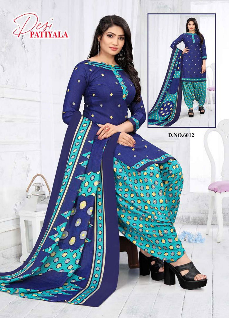 Ganesha Desi Patiyala 6 Printed Readymade Suits Catalog
